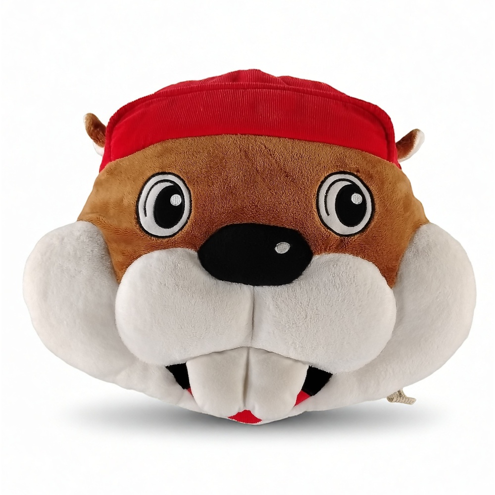 Buc-ee's Beaver Head Plush Pillow 16x13 Inch Mascot Travel Cushion Novelty Gift